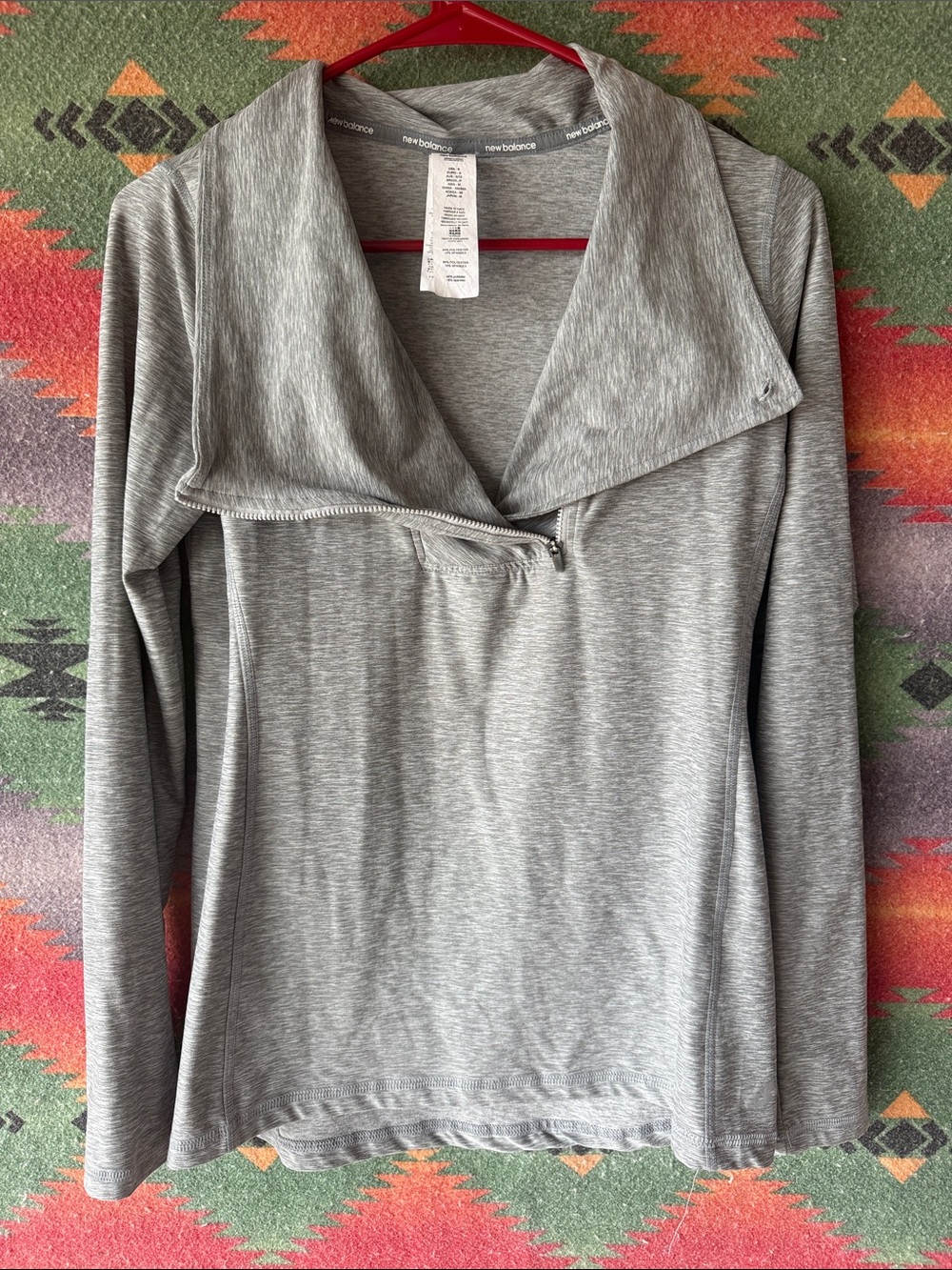 New Balance Heather Gray Women's Long-Sleeve Zip Neck Pullover
